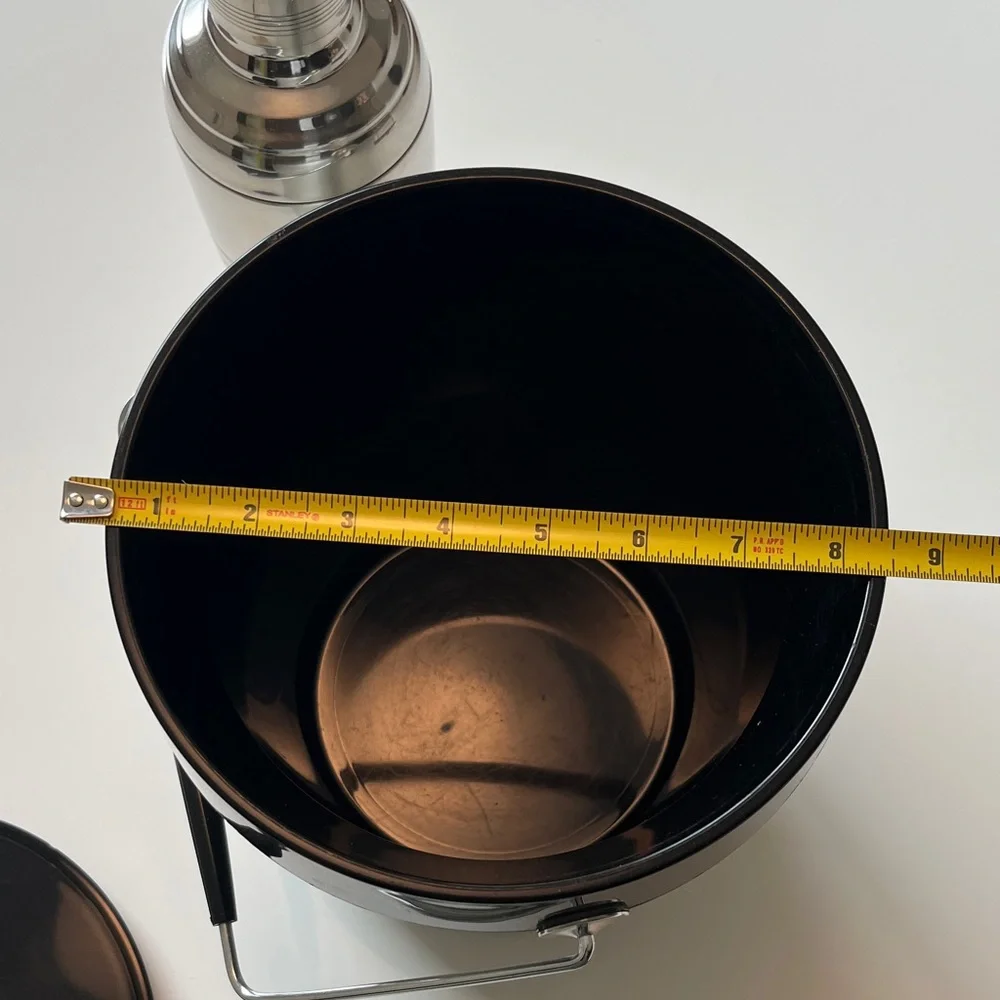 Retro Silver and Black Ice Bucket with Handle